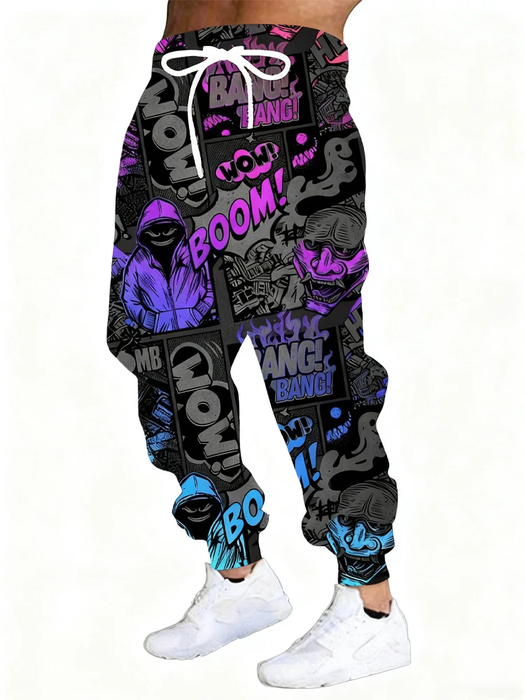 

Новые мужские повседневные брюки с 3D принтом Хэллоуина, уличные дышащие спортивные брюки, стильные уличные брюки на шнурке, мужские брюки с манжетами P