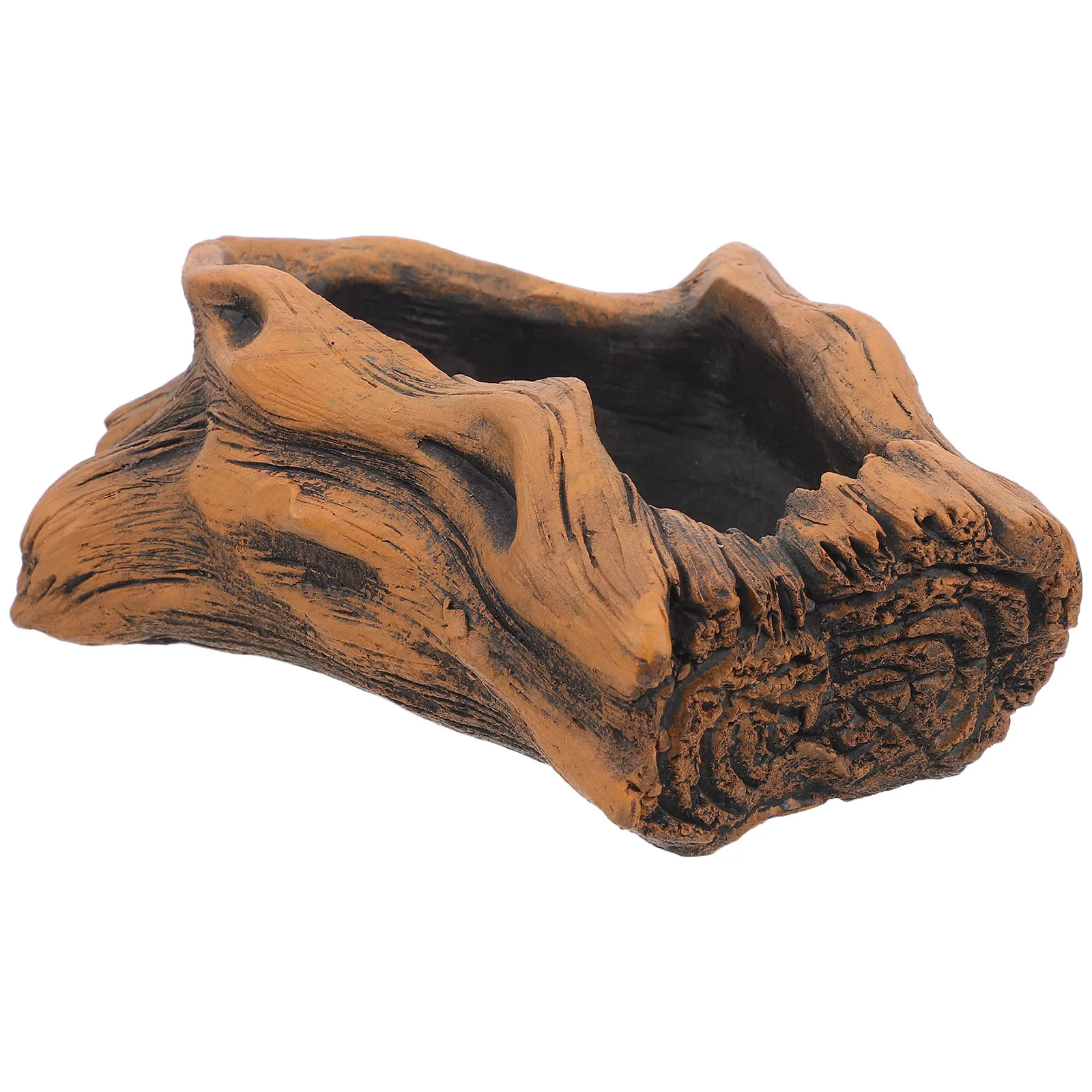 Vintage Cement Succulent Planter Imitation Root Pot Rustic Wood Texture Artistic Indoor Office Decor Unique Handmade Mini Flower