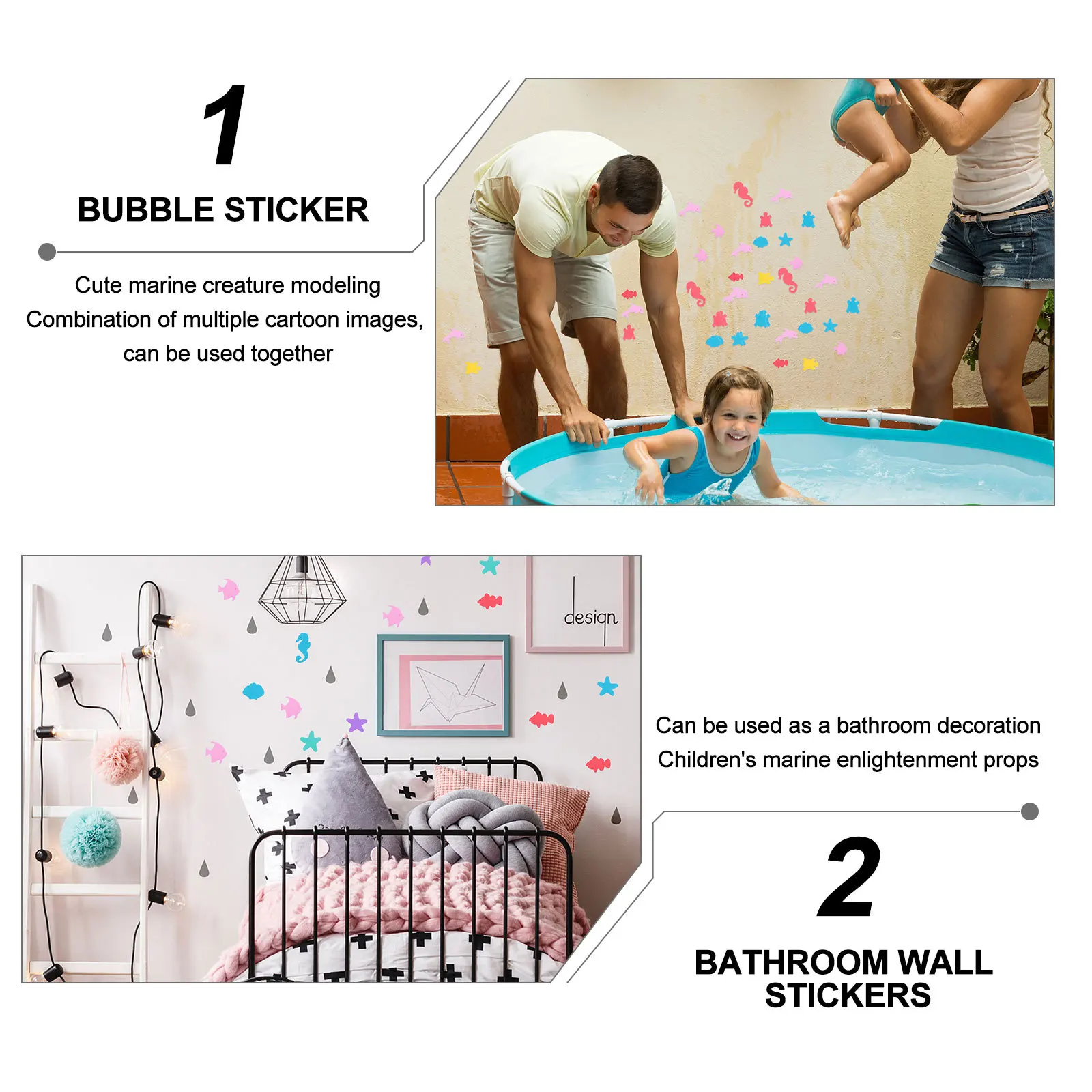 

40Pcs Ocean Animal Foam Wall Stickers Durable Decals for Kids Enlightenment Bathroom Foams Wall Sticker Bathroom Sticker