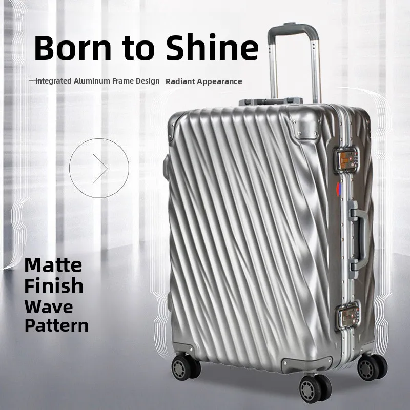

Ambassador ex 20 Inch Aluminum Frame Carry-On Suitcase with Four-Way Wheels Stripe Pattern Busin Travel Bag