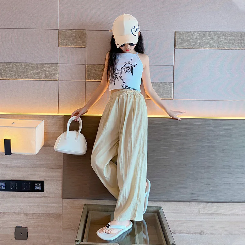 سراويل ياماموتو للبنات صيف 2024New سراويل واسعة الساق من الحرير الجليدي للأطفال للفتيات، سراويل كبيرة مضادة للبعوض، صيفية للشمس #6