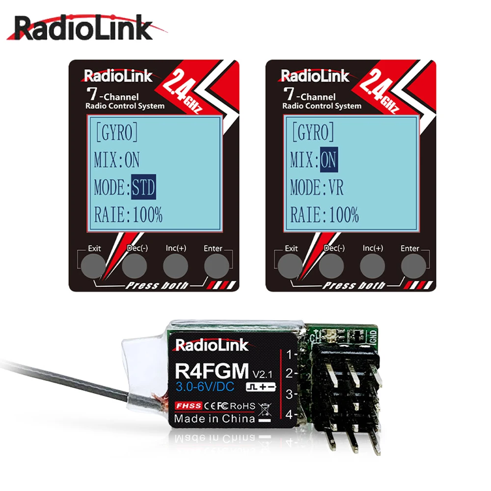 Radiolink R4F/ R4FGM (con giroscopio) ricevitore PWM 4CH 2.4Ghz gamma 400m compatibile RC6GS/ RC4GS/ FC8X/ T8S/ T8FB per barca per auto RC