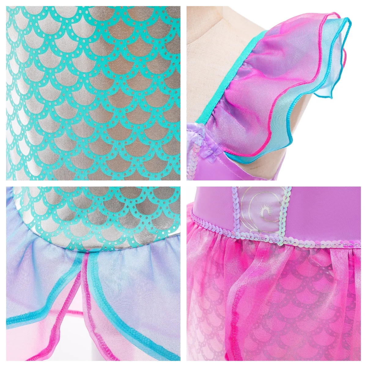 Gaun Putri Duyung Payet Baru 2025 untuk Anak-anak Gaun Pesta Fishtail Ungu Glitter untuk Anak Perempuan Usia 6-10 Tahun