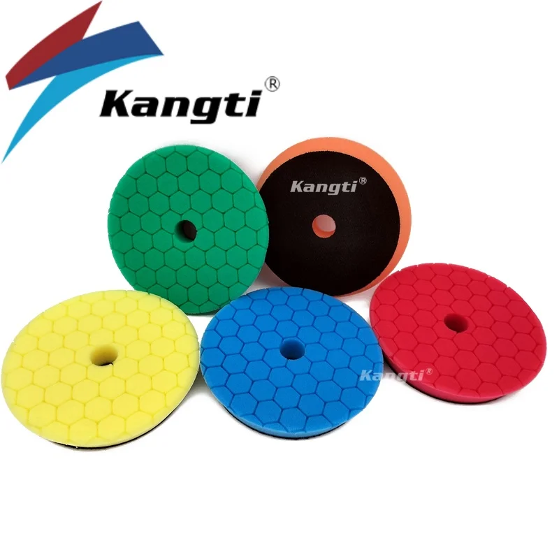 

5"(125mm)/6"(150mm) Car Buffing Polishing Pads Beveled Hex-Logic Sponge For DA/RO/GA Buffer Polisher