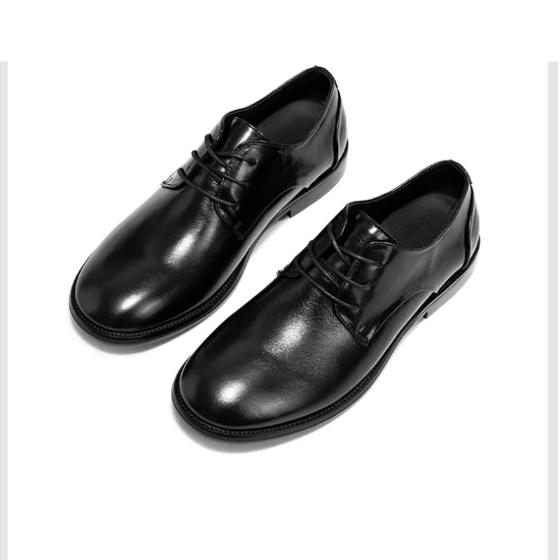 YETTIES Men's Horsehide Leather Derby Shoes Breathable Business Casual Oxfords | Anti-Slip Soft Shiny Handmade Premium Footwear