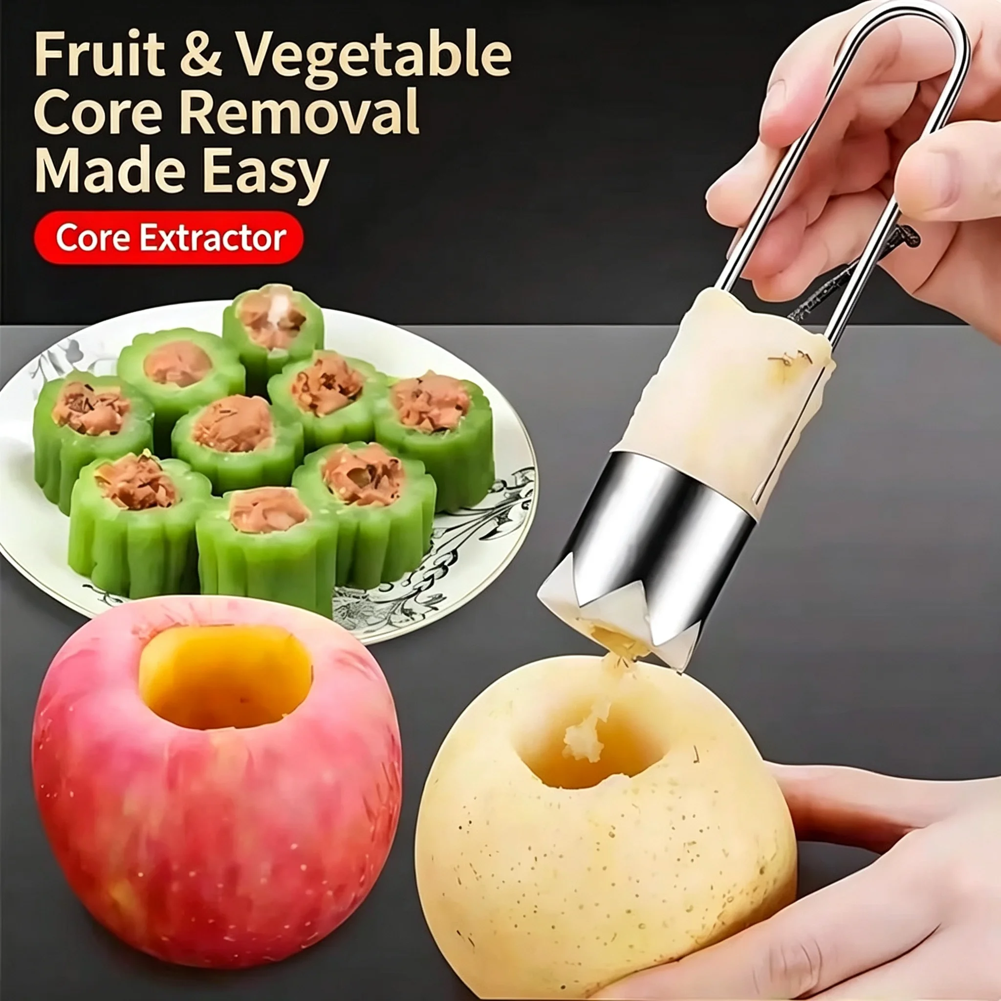 Portable Rust-Proof 304 Stainless Steel Core Remover For Pears And Apples Sharp Serrated Cutter Durable Hand Tool For Vegetables