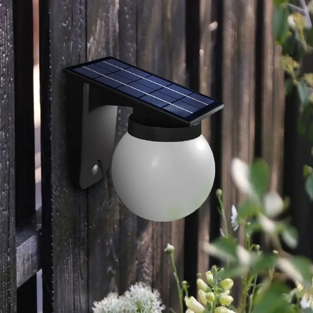 Auto on/Off Solar Wall Light Wall Mounted IP65 Waterproof Outdoor Solar Wall Lamp Sturdy Decorative Sphere Outdoor Bulb Light
