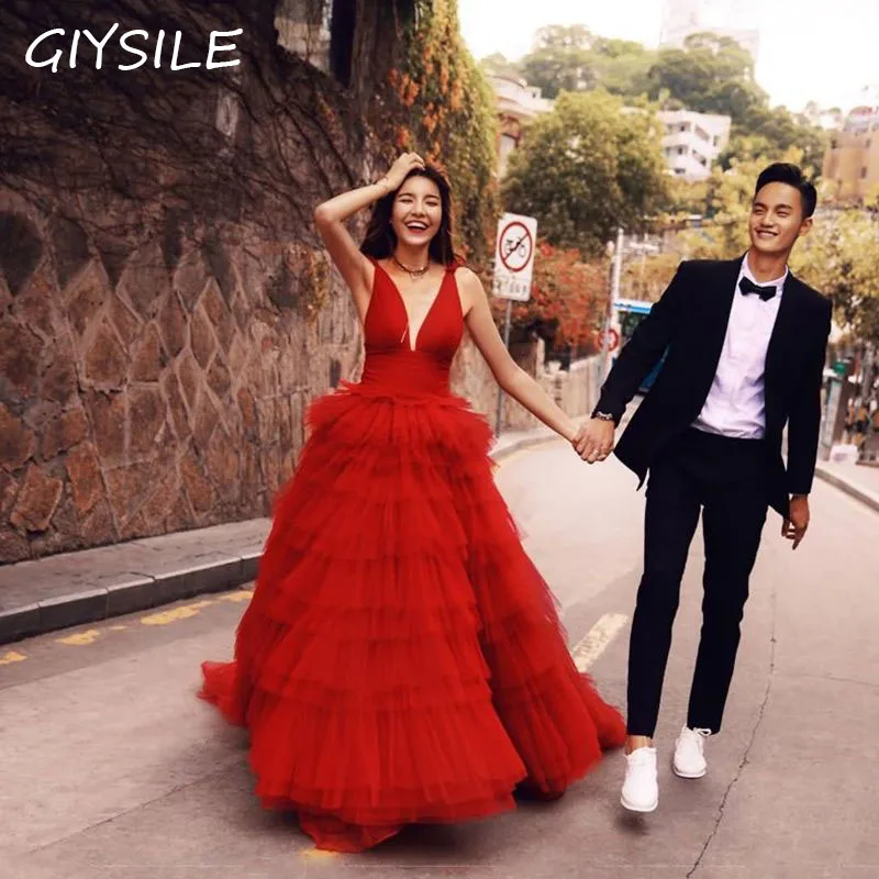 GIYSILE Colorful Wedding Dress with V-neck Sexy Playful and Cute Style Banquet Party Evening Dress in 2 Styles and 7 Colors