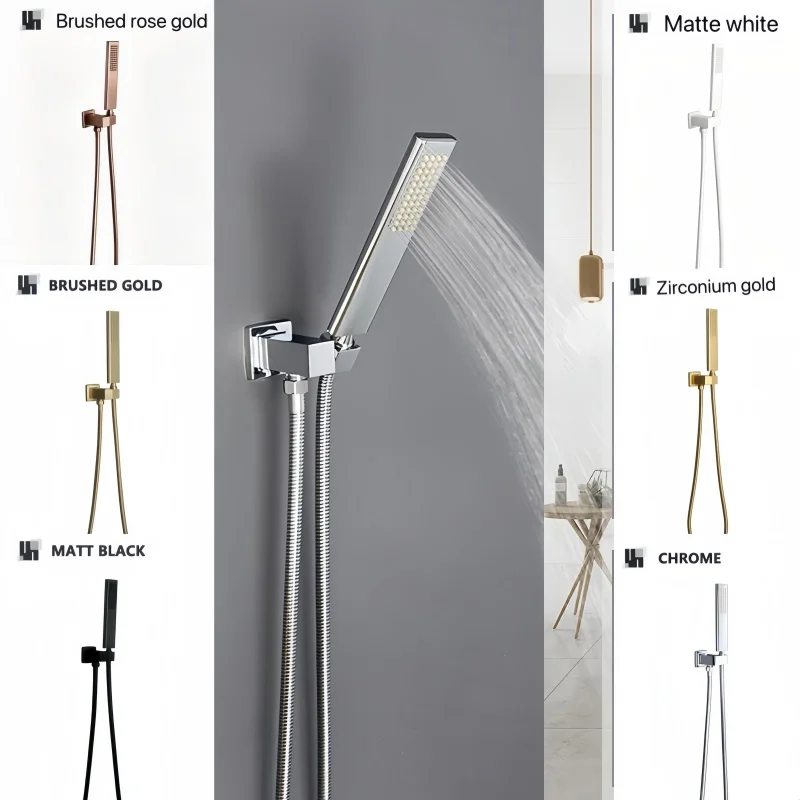 Brushed Rose Gold Brass Hand Shower Set Wall Mounted Hand Shower With Hose Shower Holder Bathroom Shower Accessories