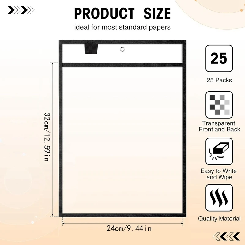 25 папок для файлов, 9 х 12 дюймов, держатель для рабочих заметок, карманы для сухого стирания для учителей, принадлежности для организации работы в классе B, прочный