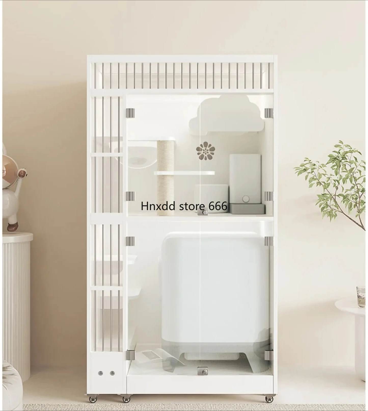 Cat Villa Home Luxury Solid Wood Cat Cage Intelligent Automatic Litter Box Super Large Space Cat Cabinet