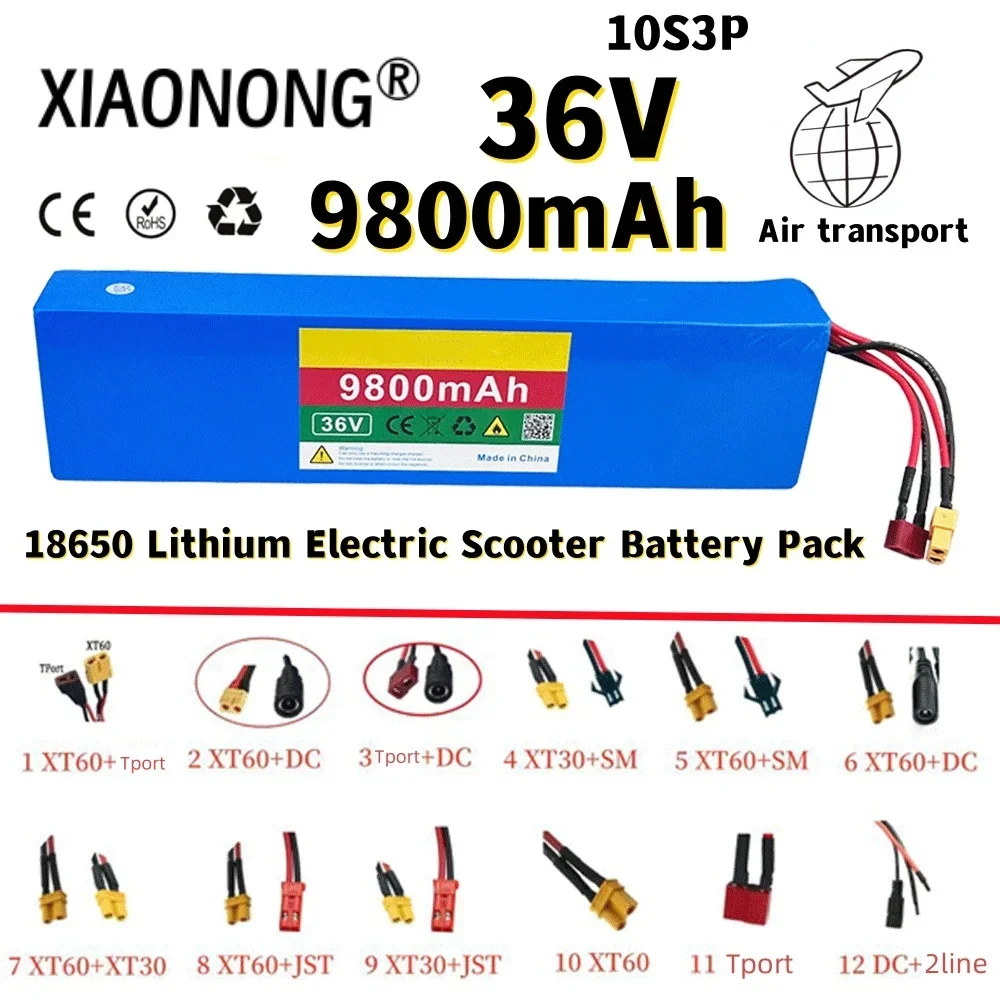 

NEW 36V 9800mAh 18650 Rechargeable Lithium Battery Pack 10S3P 500W High Power Modified Bicycle Scooter Electric Vehicle with BMS