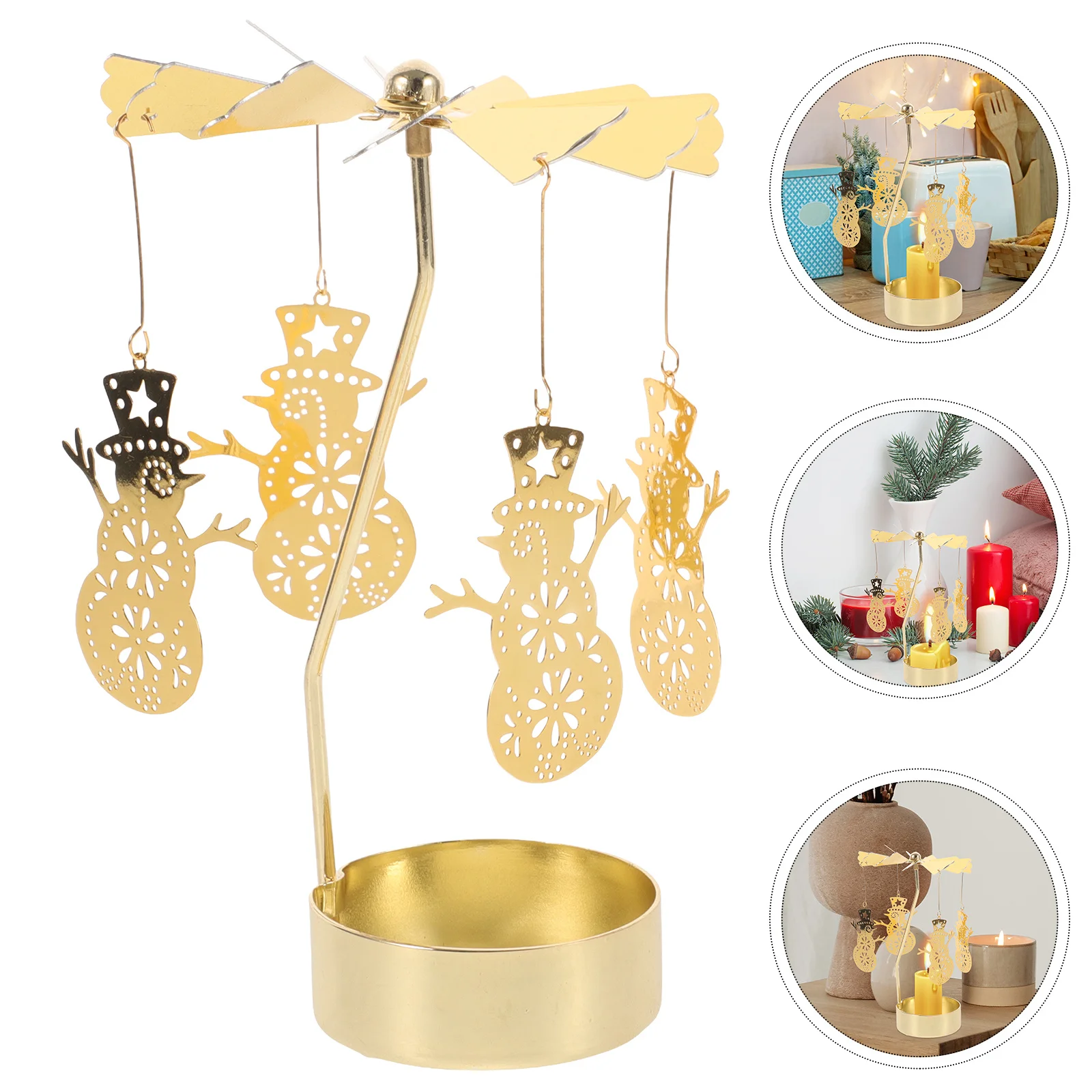 

Rotating Carousel Stand Spinning Metal Snowman Design Elegant Wedding Candlesticks Home Tabletop Decoration