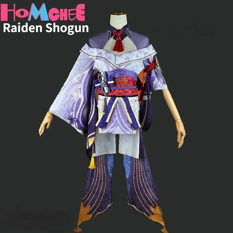 

HomChee COS Game Impact Cosplay Costume Raiden Shogun Baal Outfits Raiden Mei Full Set Dress Wig Headwear for