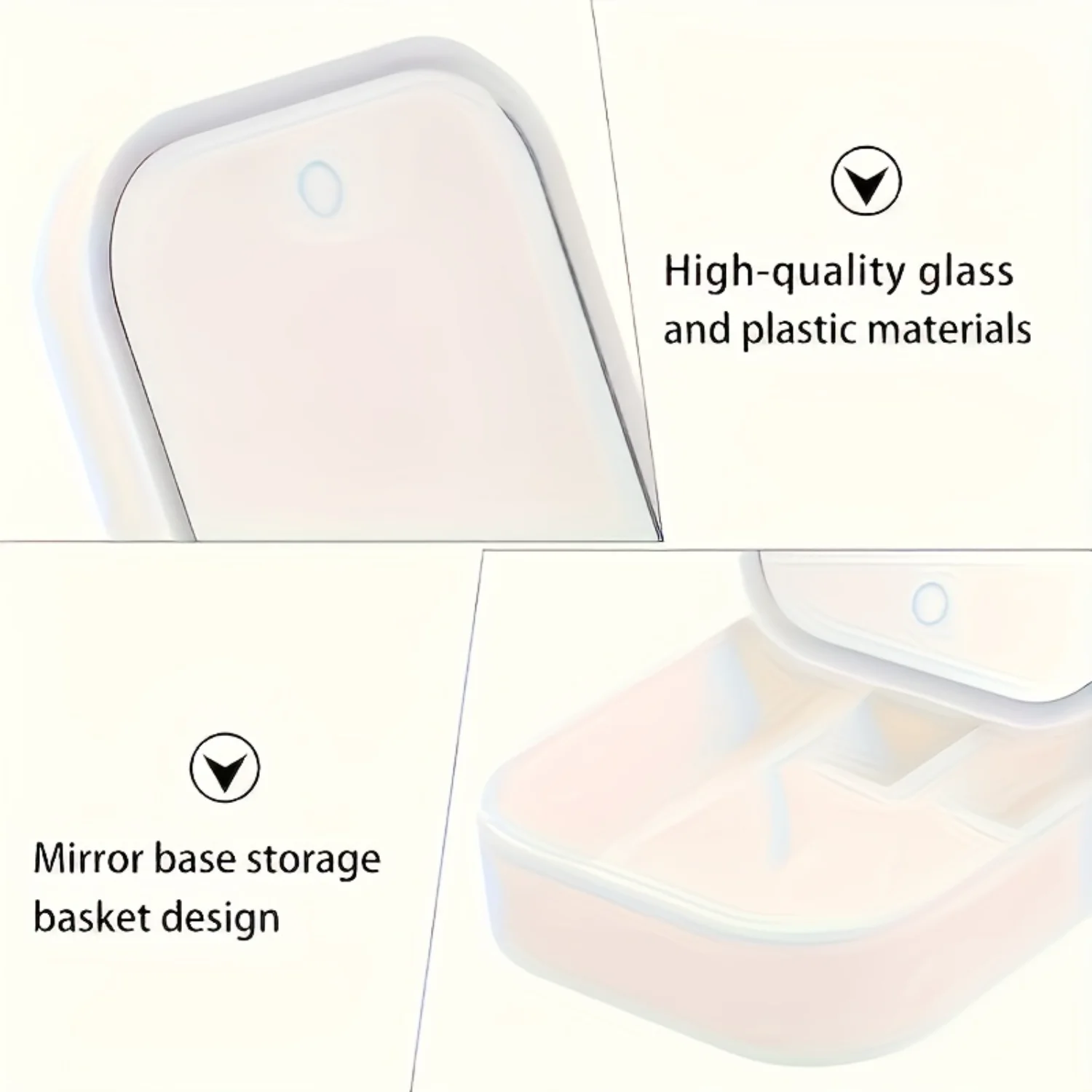 LED Illuminated Portable Makeup Mirror, Multi-Functional With 3-Color Lighting, Adjustable Folding Design, Jewelry  Compartment,