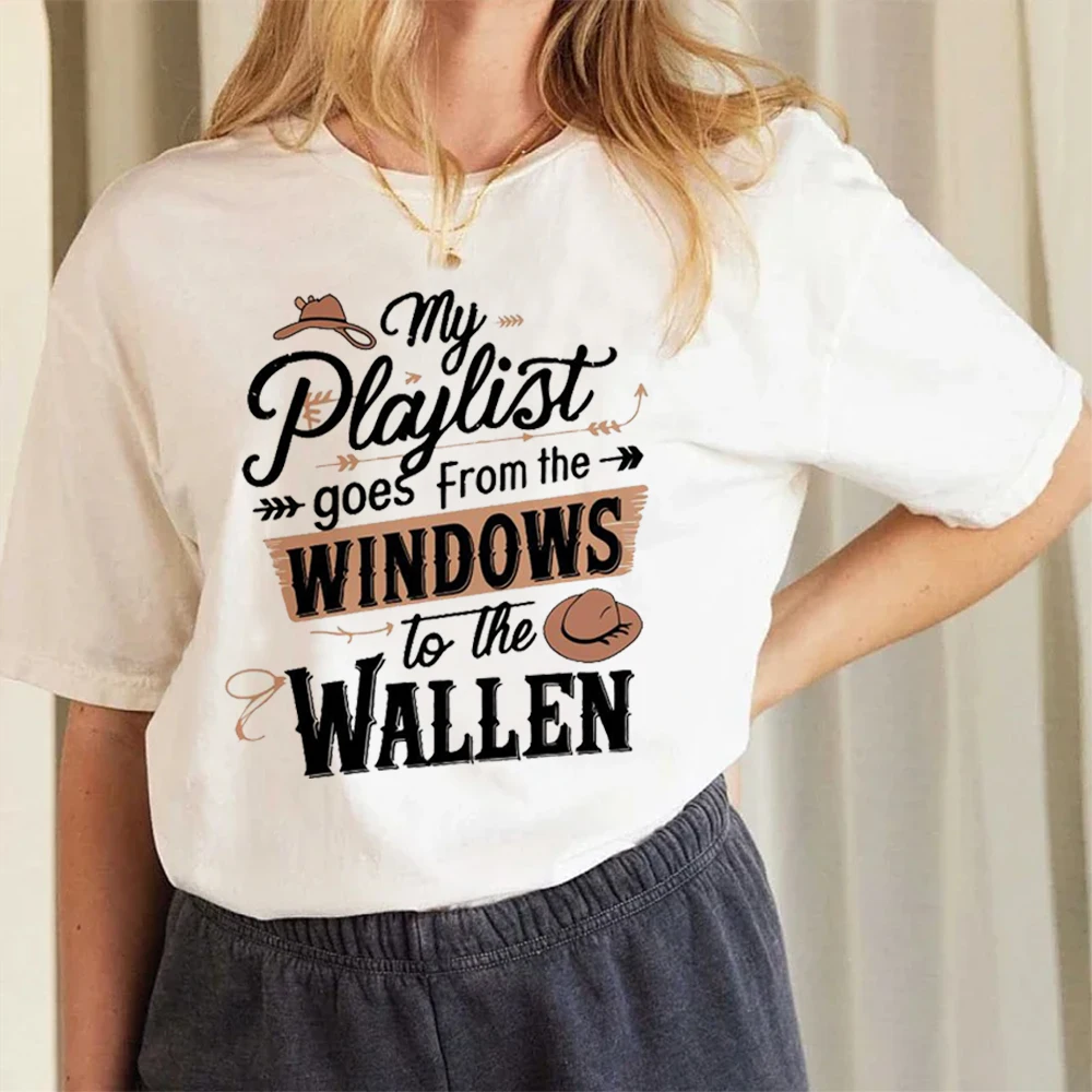 

T-Shirt Print My Playlist Goes From The Windows Fun Letter Print Summer Cartoon Pattern Basic O-Neck Style Top Casual T-Shirt.