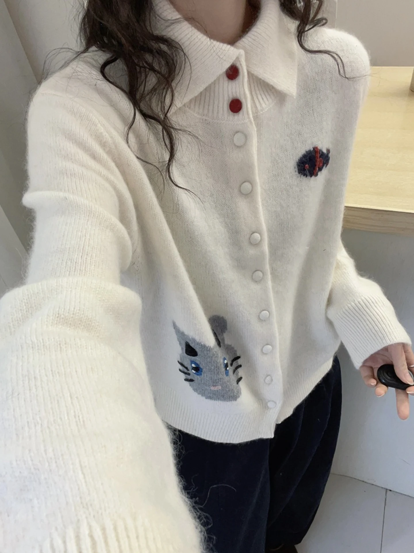 Adorable rétro Thiened femmes tricots couleur Blo hiver trajet pull coréen Sle Long Sve ouvert Cardigan