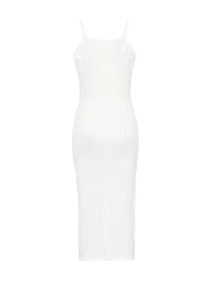 ฤดูร้อนผู้หญิงเซ็กซี่สะโพกชุดสีขาวใหม่แฟชั่นสายคล้องคอBodyconชุดลําลองหรูหราLady Beach Party Vestidos