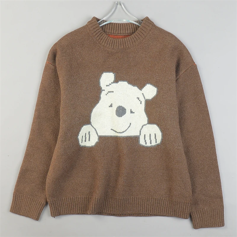 

Корейский свободный длинный светящийся вязаный свитер с героями мультфильмов, женский теплый базовый слой, верхняя одежда для осенне-зимней студенческой одежды