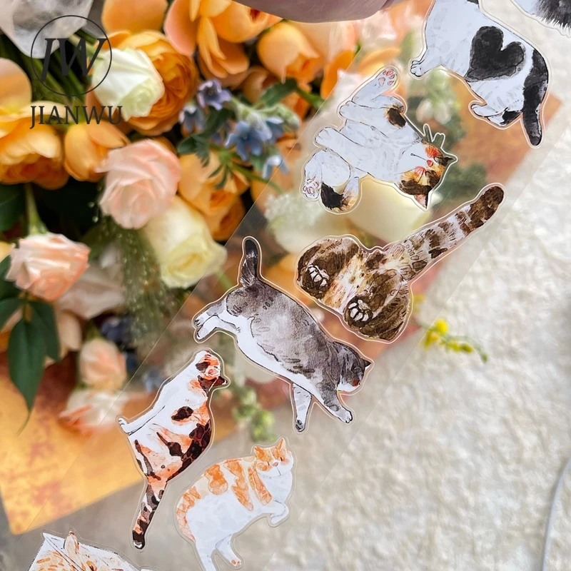 jianwu-60mm-10m-vintage-cute-cats-landscape-material-collage-scrapbooking-pet-tape-creative-diy-journal-stationery