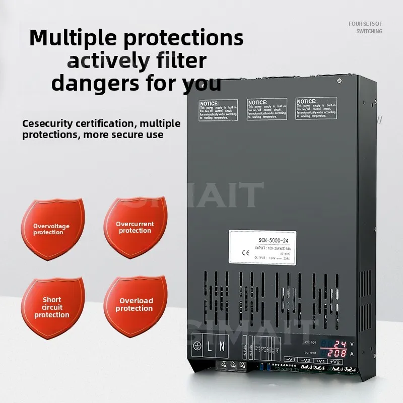 High Power 3000W/4000W/5000W SMPS | RS485 Remote Control, Selectable 12V/24V/36V/48V | Industrial Power Supply