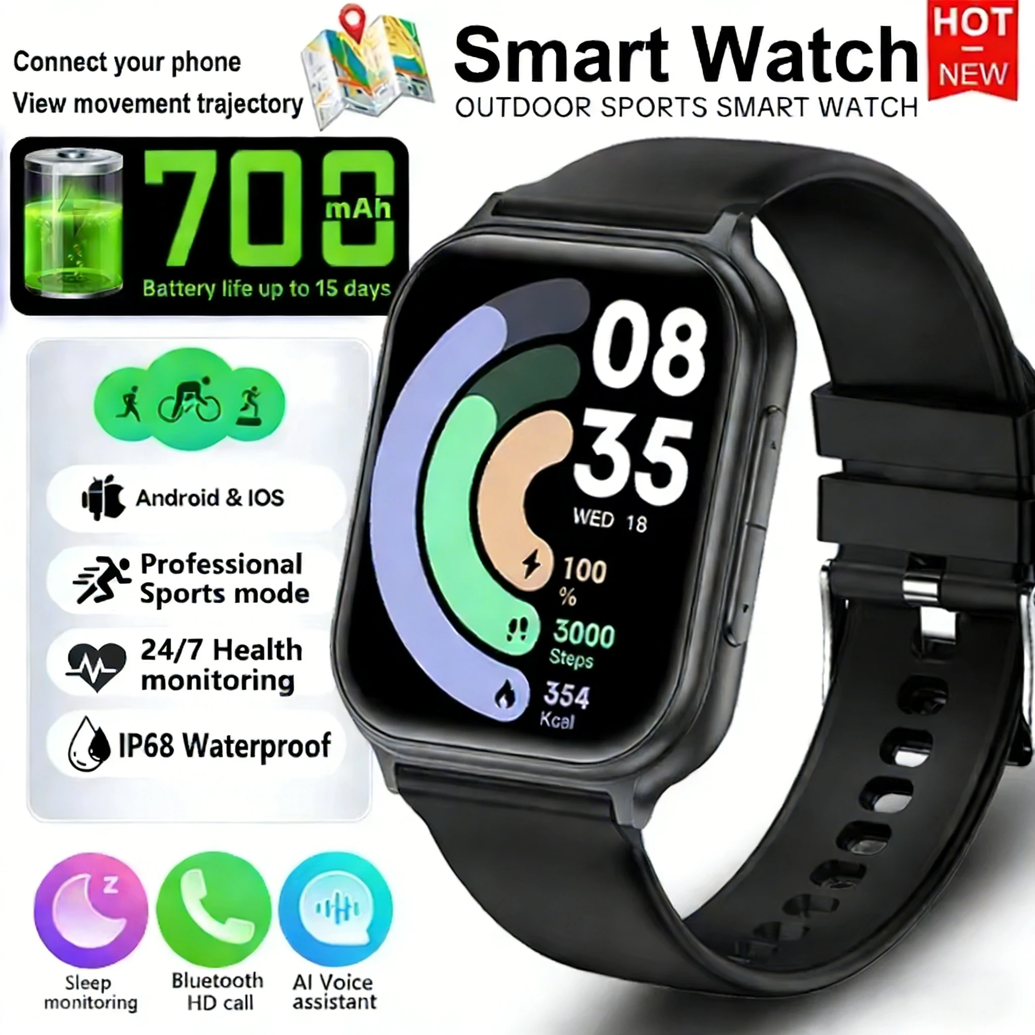 

Новые умные часы Bip 6 Pro для женщин, IP68, водонепроницаемые, для занятий спортом на открытом воздухе, фитнес-трекер, измерение пульса, GPS-трекер, Bluetooth-вызовы, умные часы для мужчин