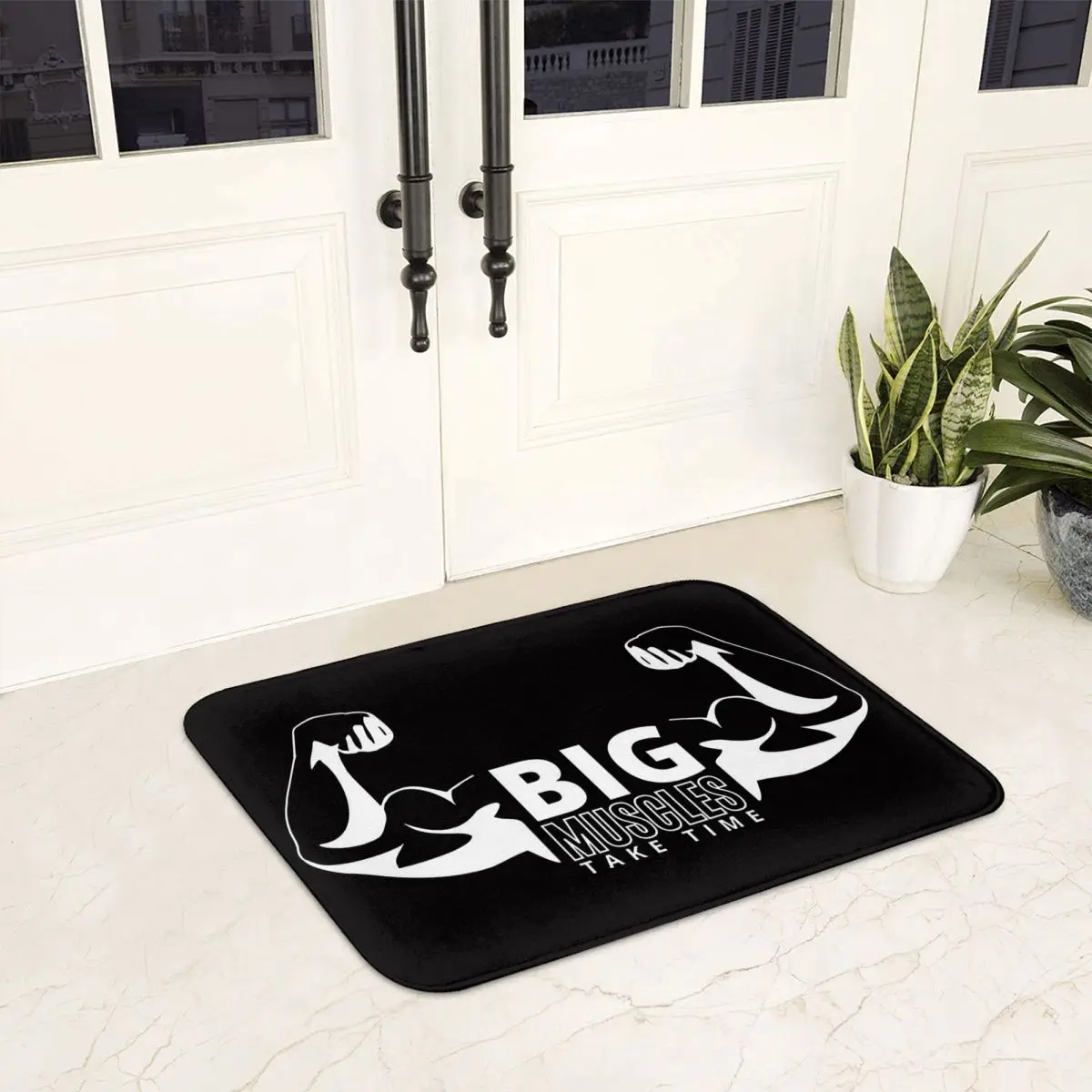 Big Muscles Take Time Gym Motivational Non-slip Doormat Floor Mat Carpet Rug for Kitchen Entrance Home Bedroom Footpad Mats