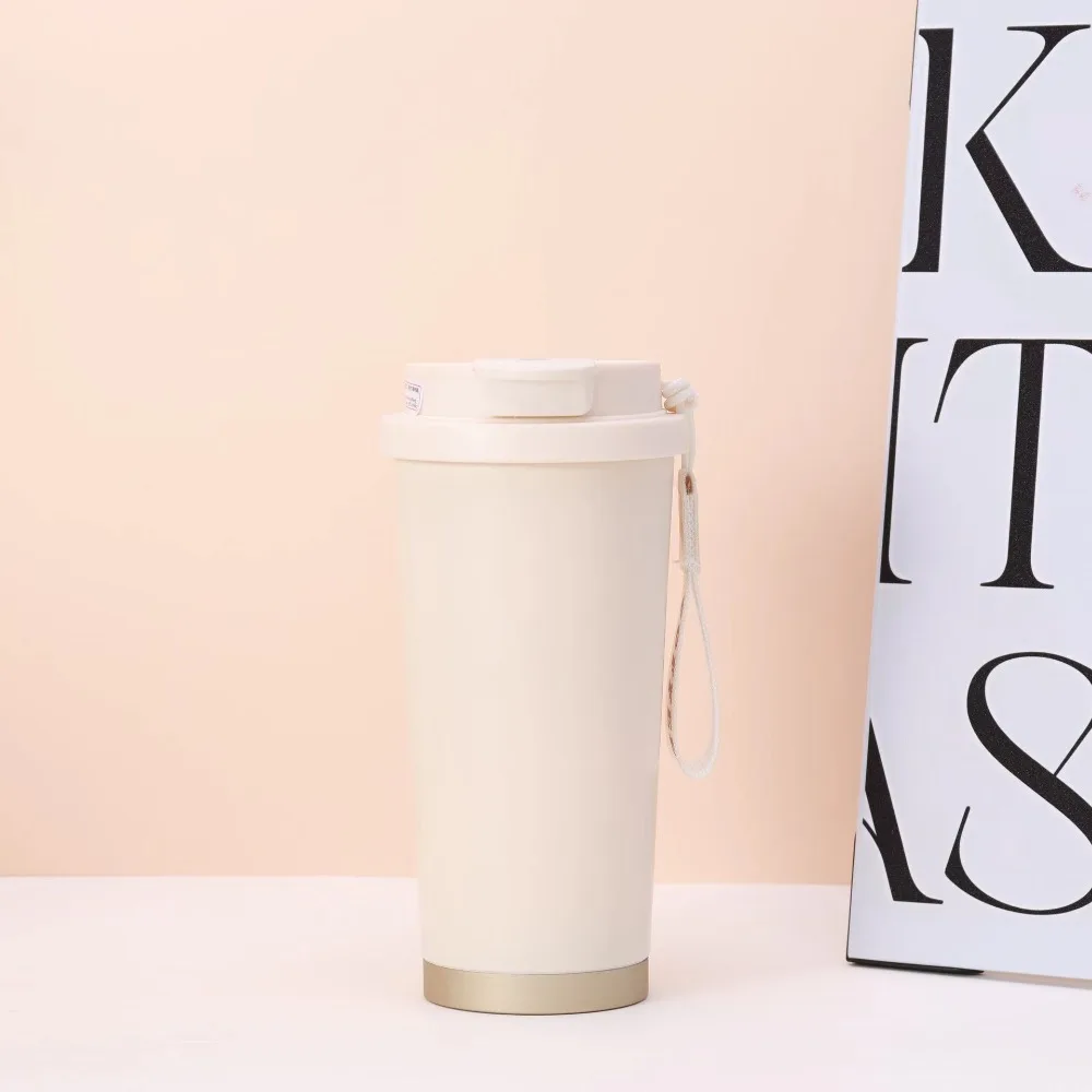 

Valley Flower Cute Water Bottle With Straw 500ml Vacuum Insulated Coffee Cup With Straw INS Style Leakproof