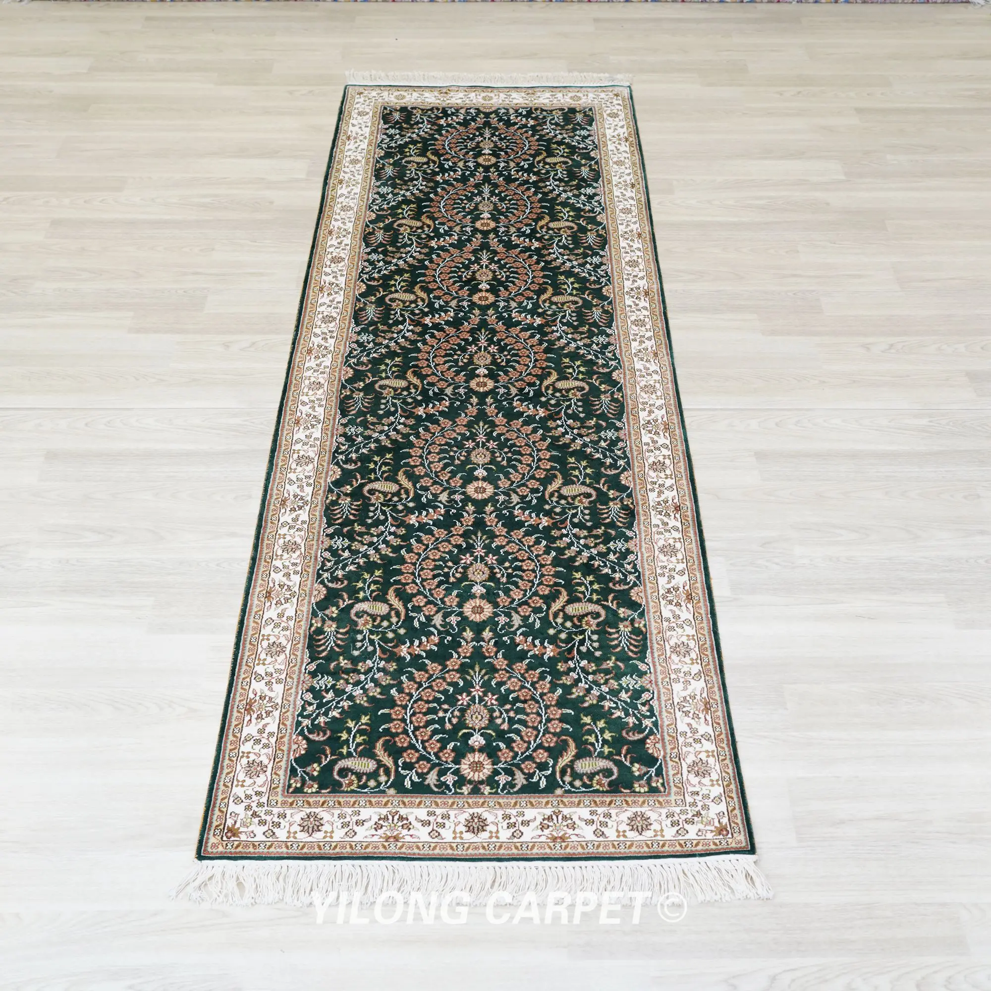 76x244cm Turkish Handmade Silk Rug Runners Hallway Long Carpet (YJH105B)