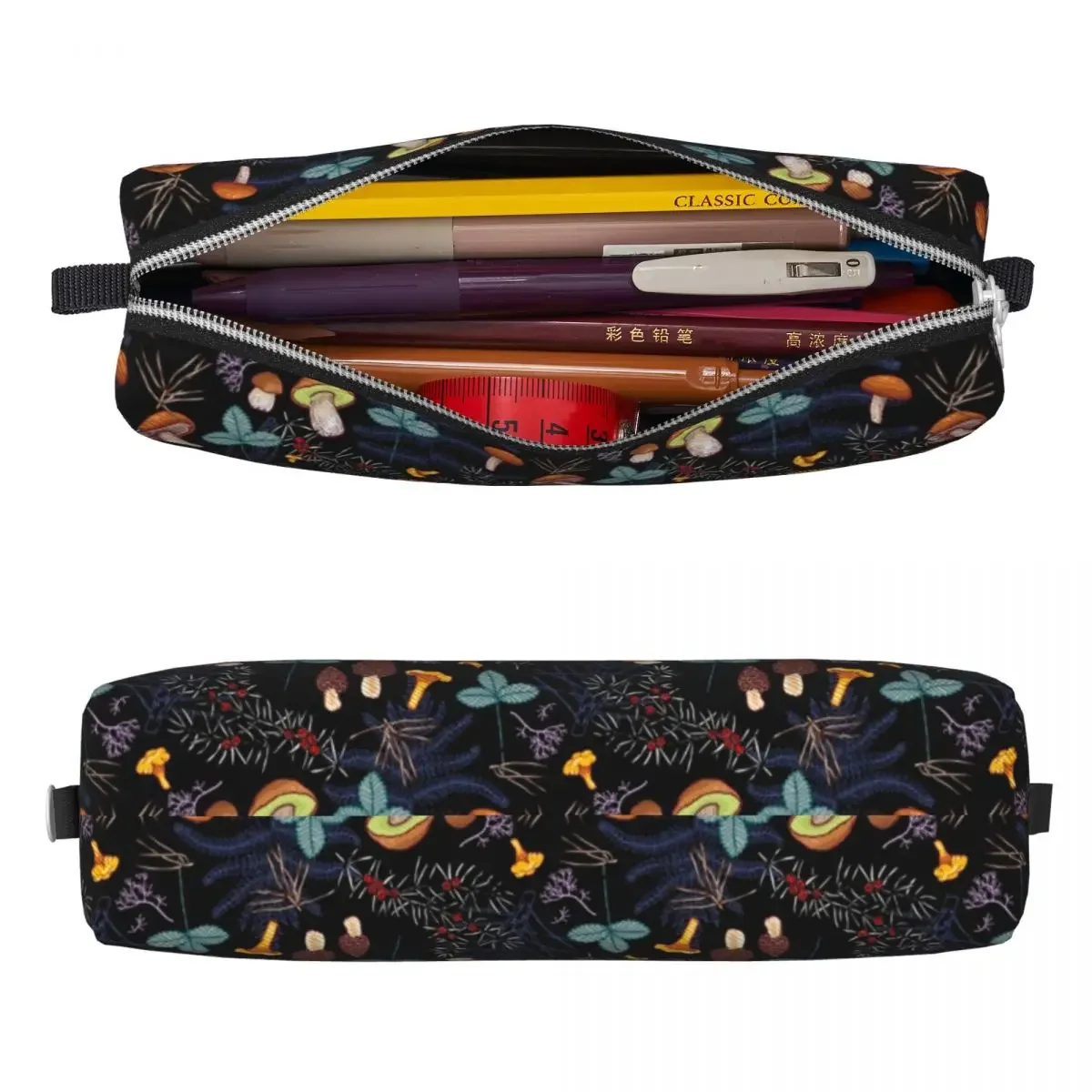 Dark Wild Forest Mushrooms Pencil Case Fun Pen Holder  Bags Student Large Storage Office Zipper cases