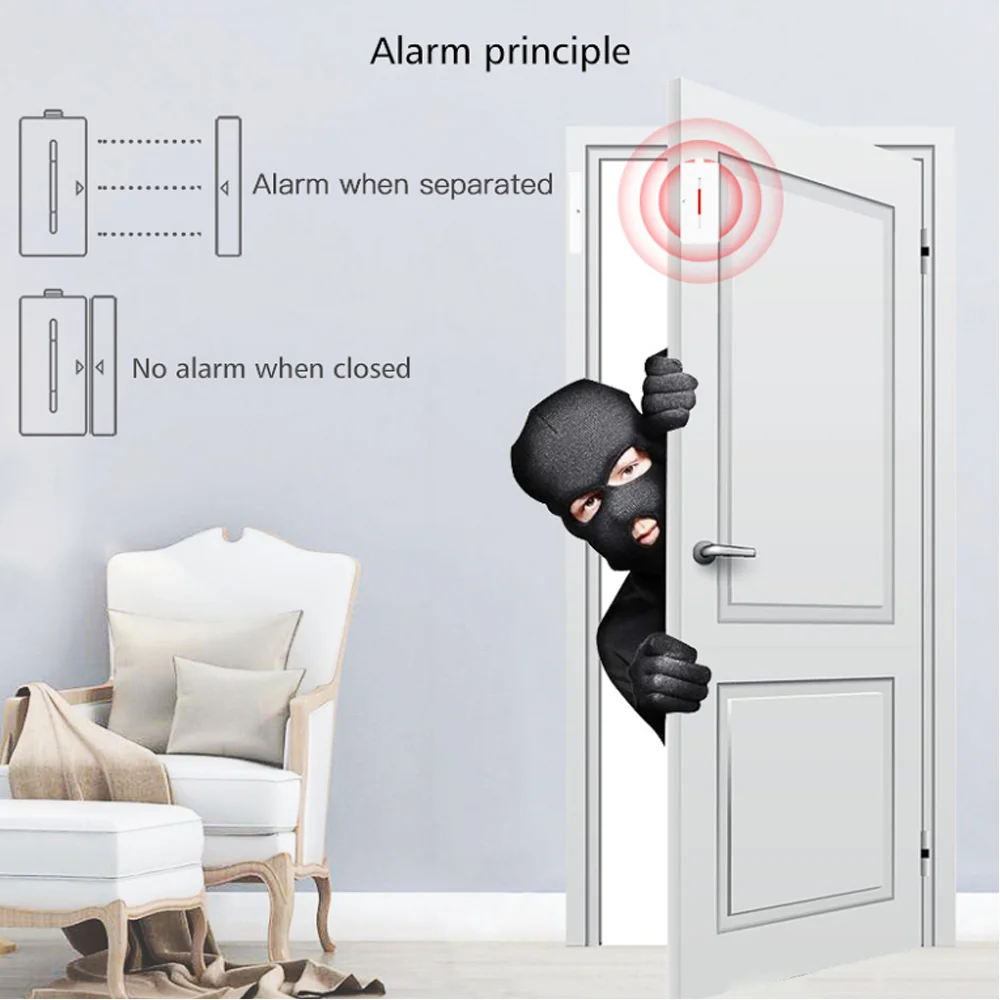 Acj 433Mhz Deur Magnetische Sensor Wireless Window Alarm Detector Ondersteuning RF433 Control Smart Home Alarm Host Beveiligingssysteem