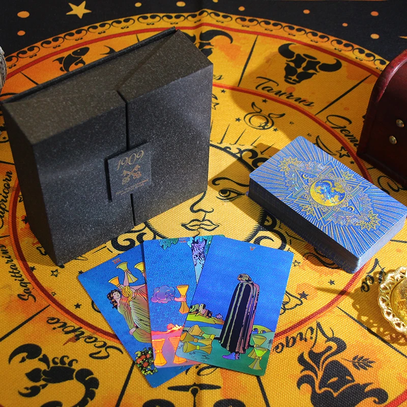 2024 Hot Sale Luxury High-end Open Type Gift Box Tarot Waterproof PET Material Laser Process Playing Card