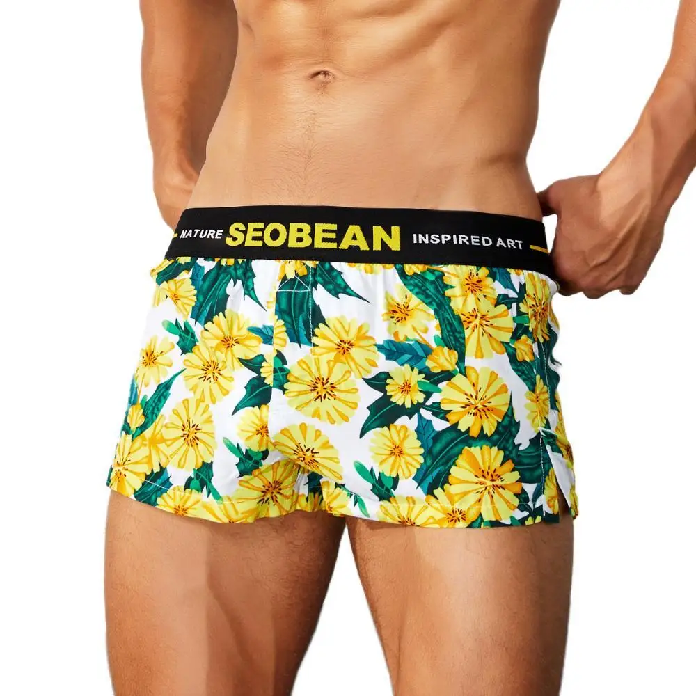 SEOBEAN Mens Underwear Boxers Shorts Comfortable Loose Homewear Shorts Sleep Bottoms Boxershorts Penis Pouch Male Panties