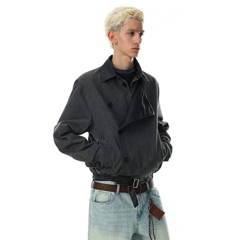 LUZHEN 2026 New Solid Color Cross Placket Single Buttoned Casual Outdoor Jacket Men's Fashion High Quality Elegant Coat JY8655