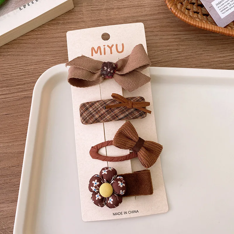 Korea Mode Kaffee Warme Farbe Grundlegende Snap Baby Haar Tropfen Clips Wolle Stricken Haar Klemme Pins Haarnadeln Kind Mädchen Baumwolle BB Barrettes – Detail 7