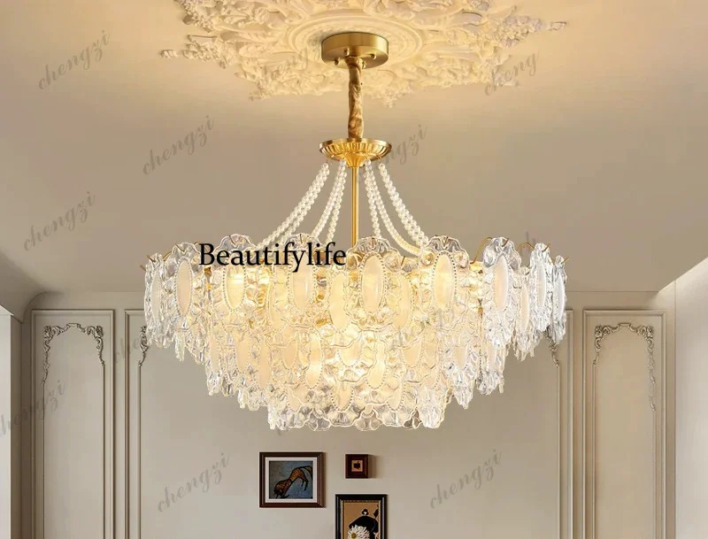 French medieval American retro living room chandelier Italian minimalist creative crystal light luxury master bedroom