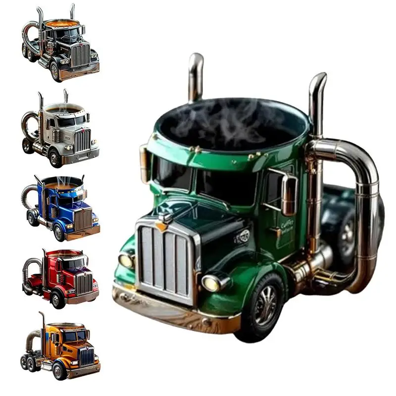 

Trucker Coffee Cup Truck Coffee Cup Water Mug for Driver Cold and Hot Drinks Cup for Truckers Road Trip Fun Tabletop Ornament