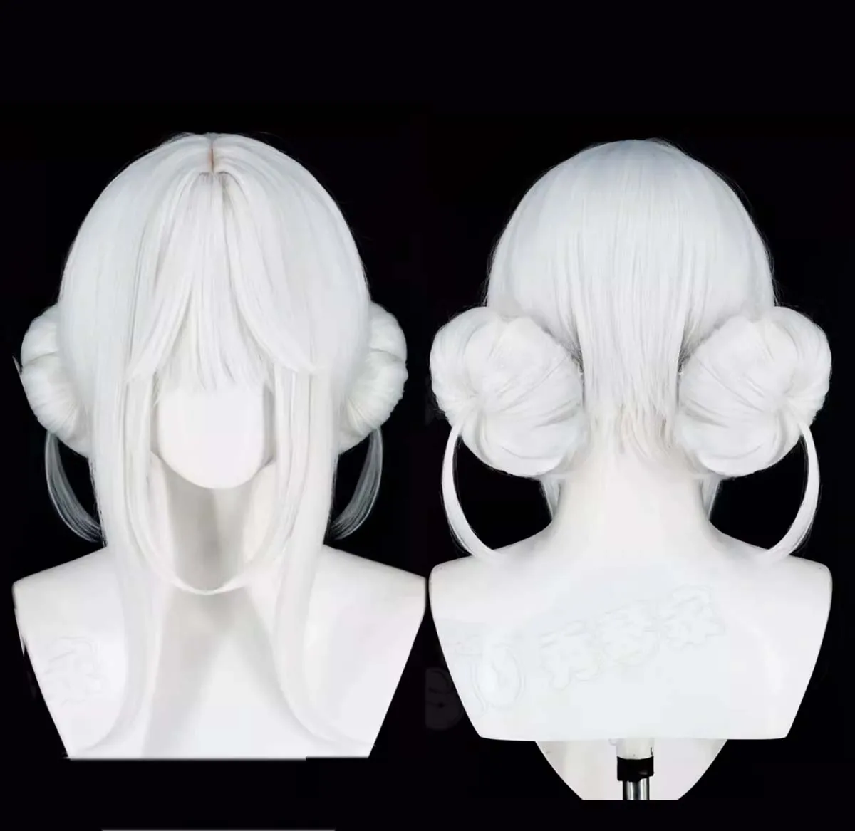 

Женская игра Blanc, белый кролик, кролик, косплей для девочек, серебристо-серый парик из синтетических волос, булочки