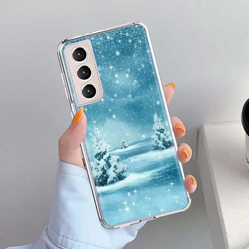 Cute Winter Snow Phone Case Shell for Samsung Galaxy S22 S23 S24 S25 Ultra S21 FE S20 Plus S10 + S25Edge Soft Pattern Coque Sams