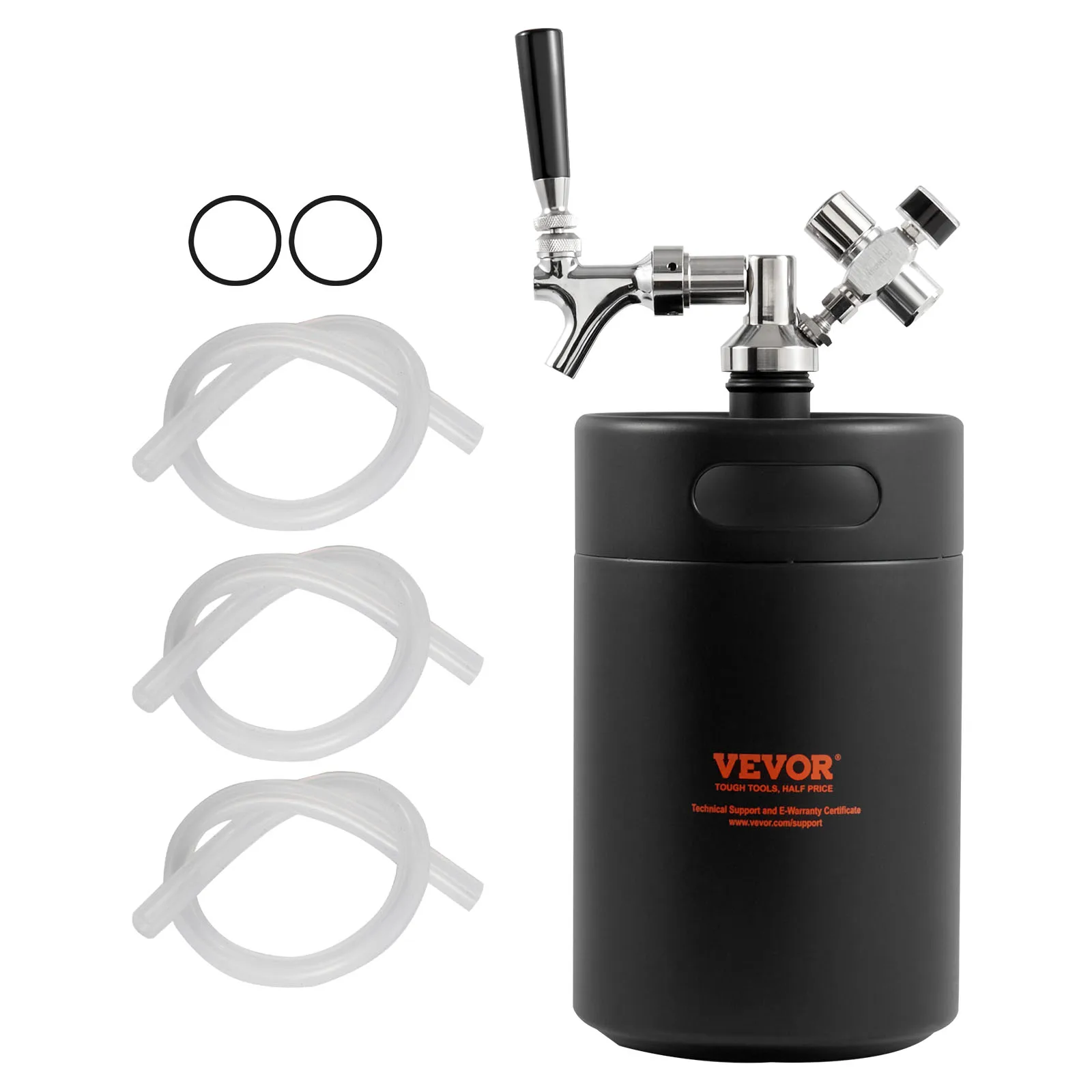 VEVOR Beer Growler Tap System Keg Growler with Pressure Display CO2 Regulator Faucet Leak-Proof Ring For Draft Homebrew