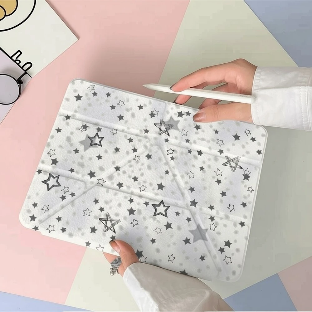 Ins Gradient Light Ink Stars Y2K Y-Fold Cover For iPad Pro 13 11th M5 M4 12.9 A16 10 8 7 9th 10th Air 11 M2 M3 Mini Tablet Case