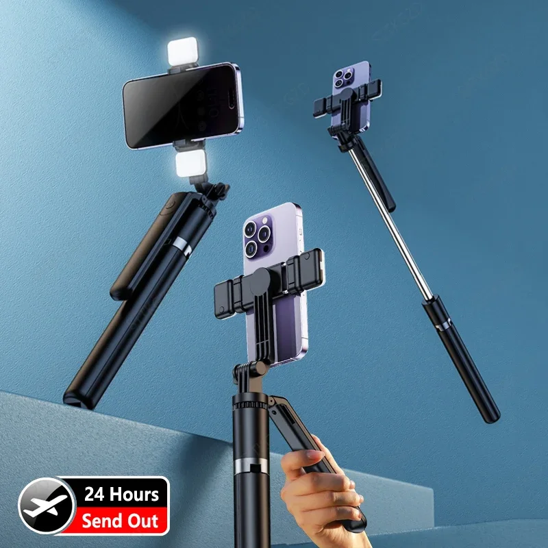 Selfie Stick 1.7 Meter Ultra Long Stretch Portable debounce Phone Holder Bluetooth Remote With Fill light Tripod Stand For Live