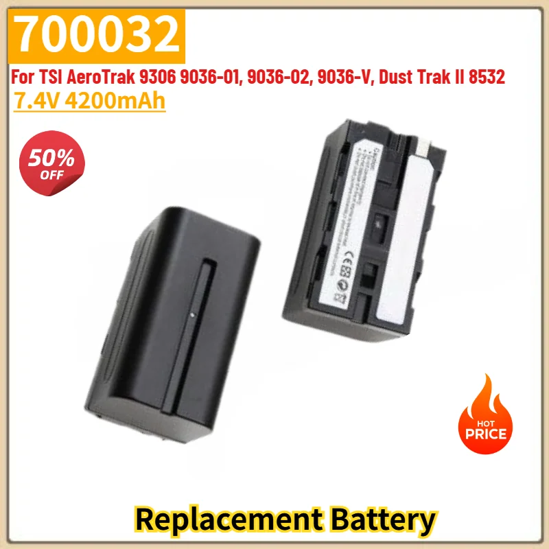 7.4V 4200mAh Battery 700032 for TSI AeroTrak 9306 9036-01, 9036-02, 9036-V, Dust Trak II 8532 Replacement Battery