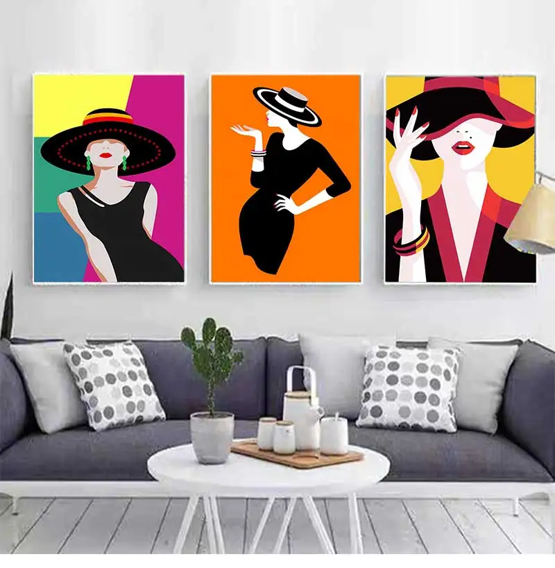 Modern Fashion Figure Model Canvas Paintings, Make Up Wall Art Pictures, POP Poster and Printing for Living Room