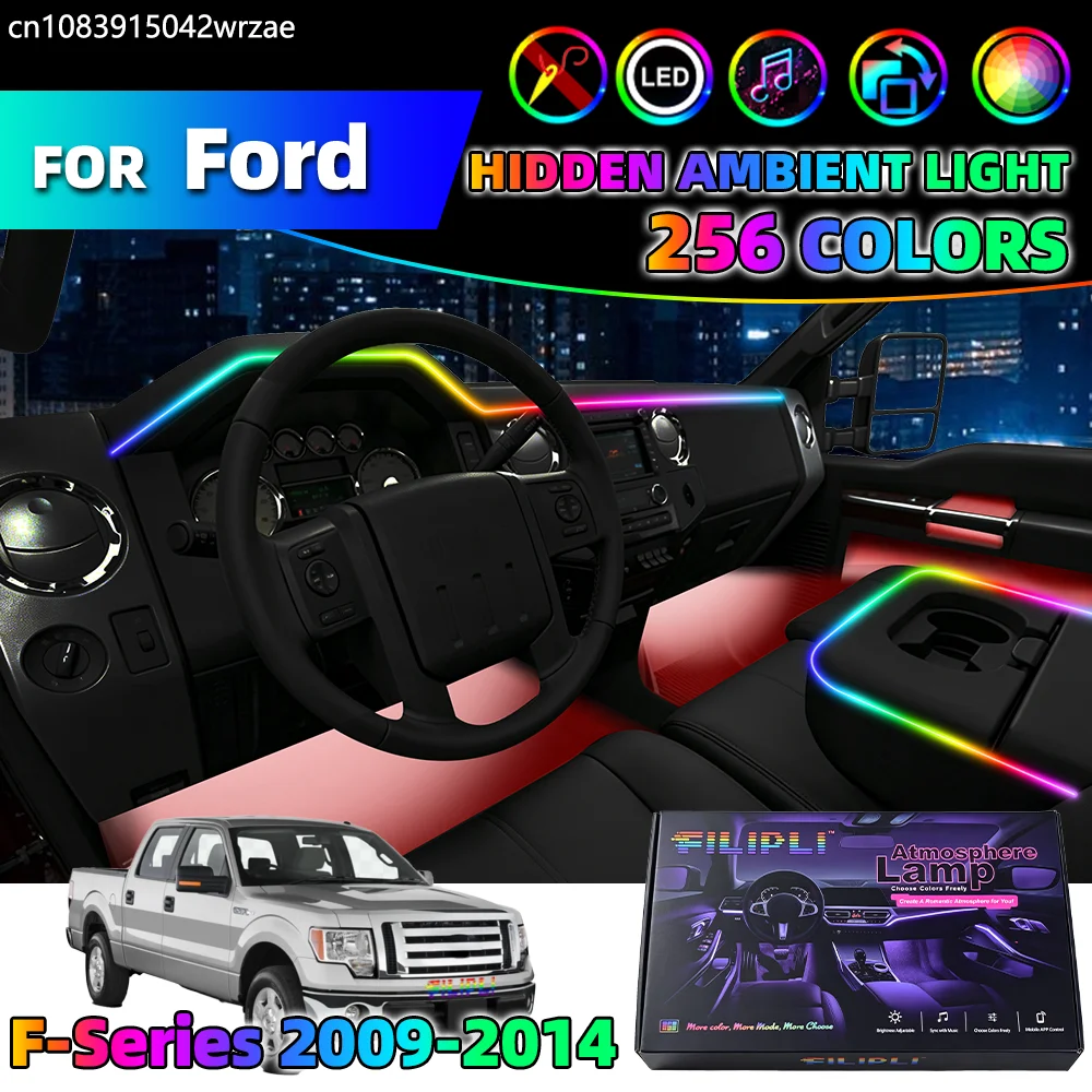 

10 in 1 For Ford F-Series 2009-2014 Years Car Interior Ambient Lights Strips Breathing Lighting Kit App Control Auto LED strips