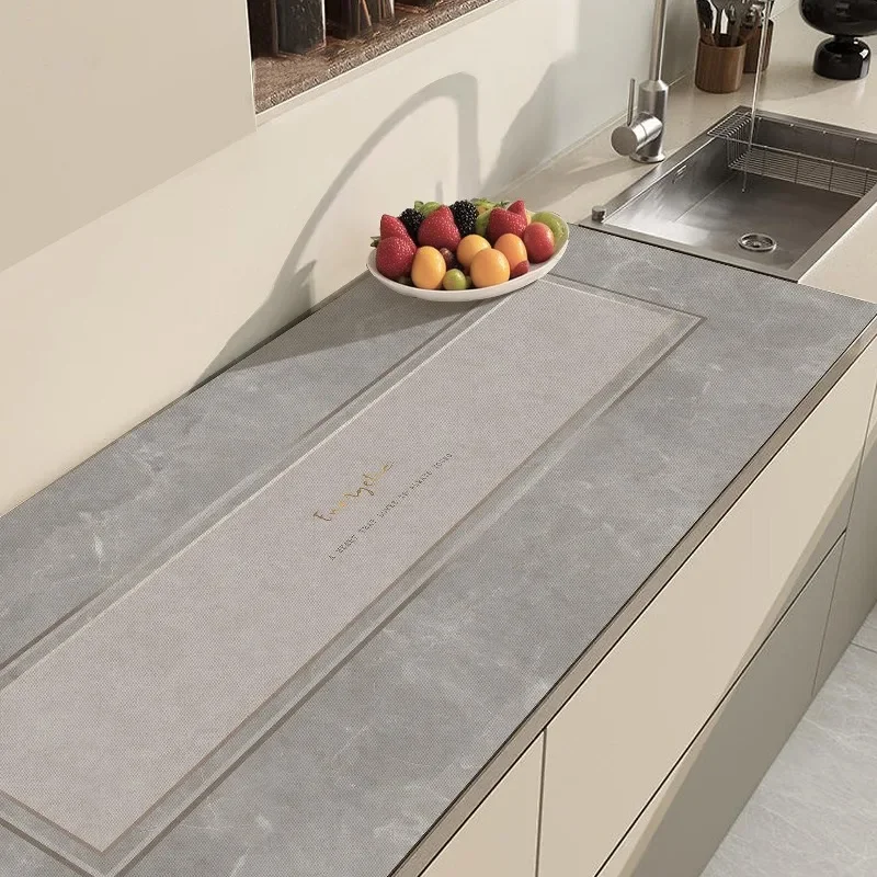 Diatomaceous Earth Kitchen Sink Drying Mat Anti Scratch Texture Absorbent Fast Dry Heat Resistant Pad for Bar Dishware Daily Use