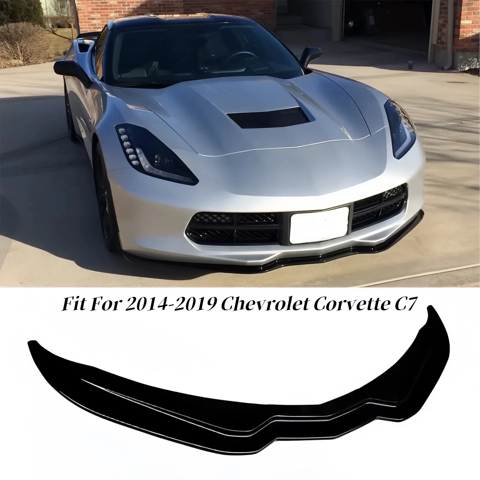 

Front Bumper Lip Splitter Spoiler Gloss Black For 2014-2019 Corvette C7 Stage 2