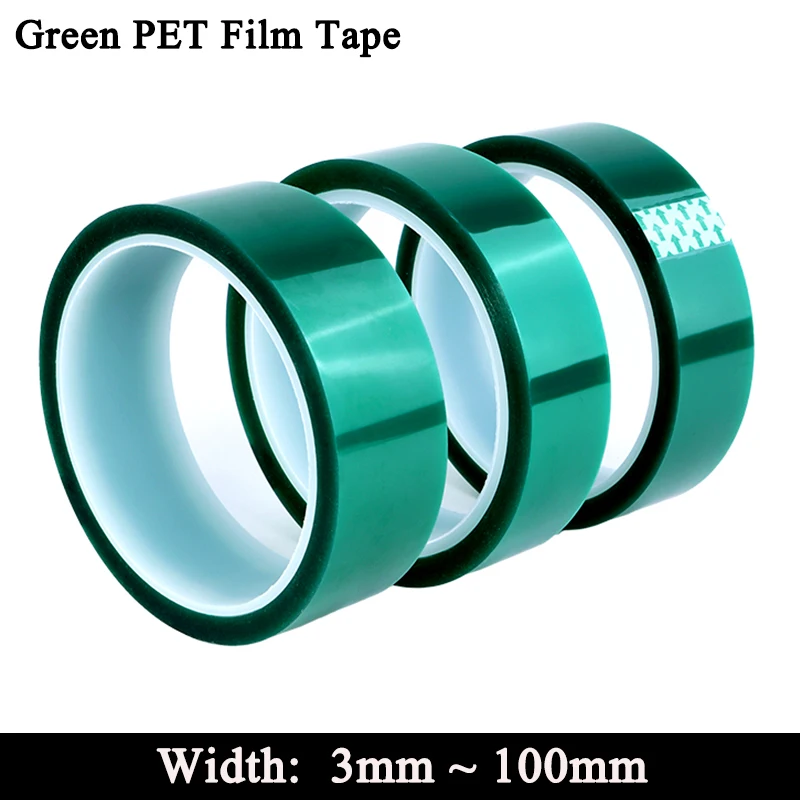 

High Temperature Green PET Film Tape 3mm ~ 100mm Heat Resistant PCB Solder SMT Plating Shield Insulation Protection tapes strips