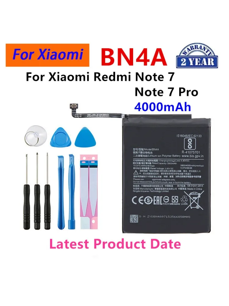 100% bateria BN4A 4000mAh do Xiaomi Redmi Note 7 Note 7 Pro M1901F7C wysokiej jakości baterie do telefonu + narzędzia — zdjęcie produktu 7