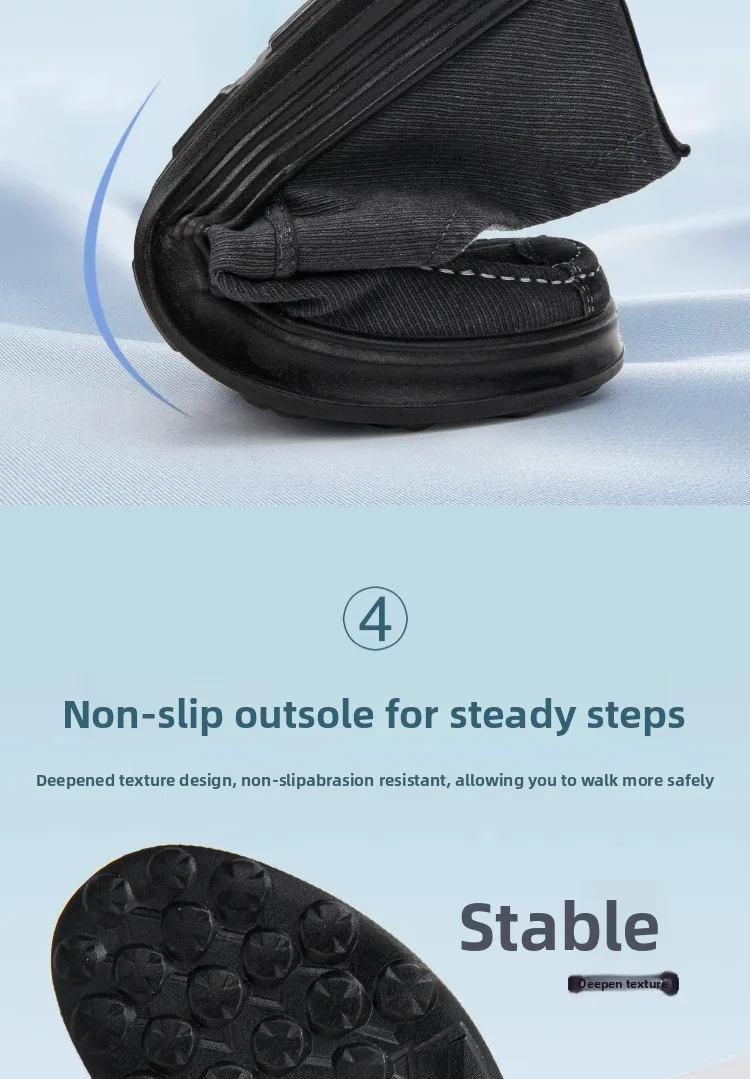 Herren-Slipper aus Canvas, lässige Schuhe, atmungsaktiv, rutschfest, mit dicker Sohle, ideal für ältere Herren, bequem zum Gehen, Canvas-Schuhe. – Detail 9